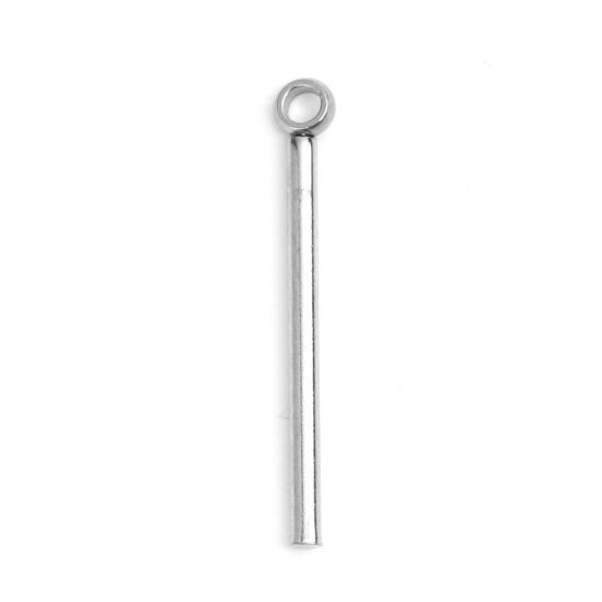 Picture of 304 Stainless Steel Charms Cylinder Silver Tone 28mm x 3mm, 10 PCs