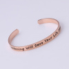 Picture of Stainless Steel Open Cuff Bangles Bracelets Rose Gold Message " Hamboning Will Save Your Life Someday " Corrosion 20cm(7 7/8") long, 1 Piece