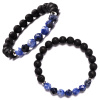 Picture of Natural Blue-vein Stone Elastic Dainty Bracelets Delicate Bracelets Beaded Bracelet Blue Round 18.5cm(7 2/8") long, 1 Piece