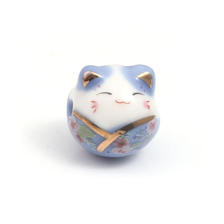 Picture of Ceramic Beads Cat Animal Blue About 15mm x 14mm, Hole: Approx 2.7mm, 1 Piece