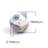 Picture of Ceramic Beads Cat Animal Blue About 15mm x 14mm, Hole: Approx 2.7mm, 1 Piece
