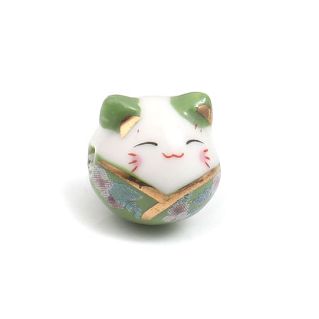 1 Unidad Cuentas Para Hacer Joyas De Bricolaje Cerámica de Gato , Verde 15mm x 14mm, Agujero: acerca de 2.7mm
