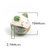 Picture of Ceramic Beads Cat Animal Green About 15mm x 14mm, Hole: Approx 2.7mm, 1 Piece