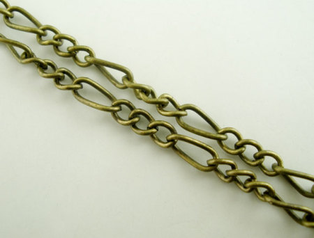 Alloy 3:1 Figaro Link Curb Chain Findings Antique Bronze 6x3mm(2/8"x1/8") 3x2mm(1/8"x1/8"), 8 M