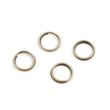1000 Unidades 9mm Diámetro, 0.7mm(21 gauge) Zamak Doble Abierto Argollas Tono Bronce Ronda