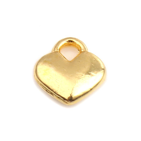 Zinc Based Alloy Valentine's Day Charms Heart Gold Plated 8mm x 8mm, 200 PCs