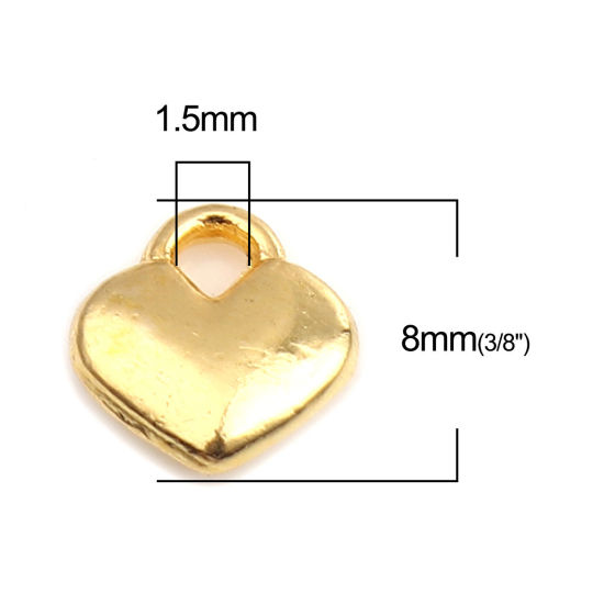 Picture of Zinc Based Alloy Valentine's Day Charms Heart Gold Plated 8mm x 8mm, 200 PCs