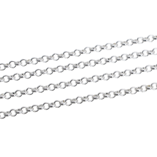 Picture of Alloy Rolo Chain Findings Silver Plated 3.8mm( 1/8") Dia, 4 M