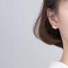 Picture of Sterling Silver Hoop Earrings Silver Color Star Fish Clear Rhinestone 8mm, 1 Pair