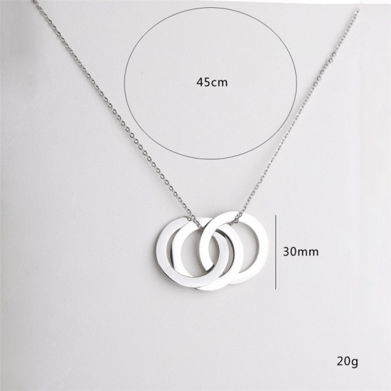 Bild von Edelstahl Halskette Silberfarbe Ring Blank Schild zu Gravieren 45cm lang, 1 Strang