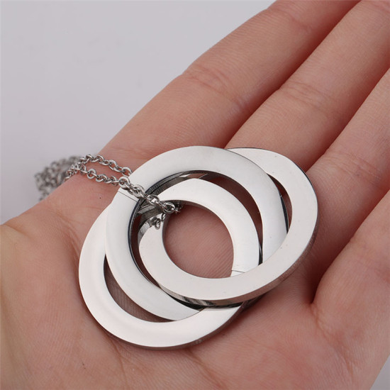 Bild von Edelstahl Halskette Silberfarbe Ring Blank Schild zu Gravieren 45cm lang, 1 Strang
