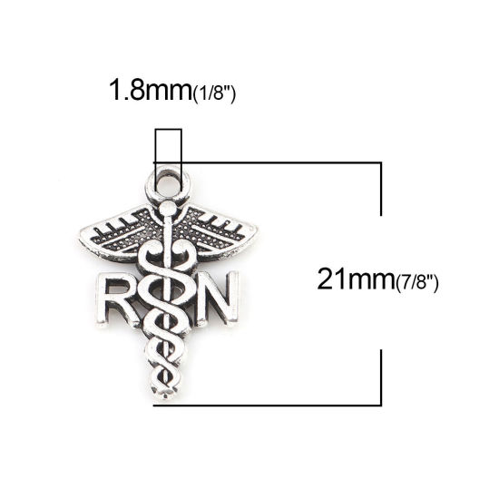 Picture of Zinc Based Alloy Religious Charms Medical Symbol Antique Silver Color 21mm x 16mm, 10 PCs