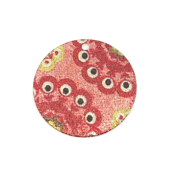 Bild von Kupfer Emailmalerei Charms Rund Vergoldet Rot Böser Blick Evil Eye Sternenstaub 20mm D., 10 Stück