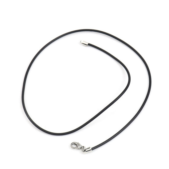 Imagen de Collar de Cuerda Trenzada Aleación + Caucho ,Negro y47.5cm de longitud, 10 Unidades