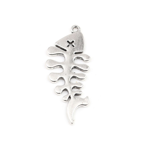 Imagen de Zamak Colgantes Pez Tono de Plata 47mm x 20mm, 20 Unidades