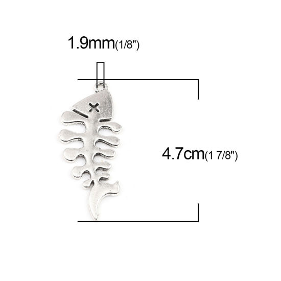 Imagen de Zamak Colgantes Pez Tono de Plata 47mm x 20mm, 20 Unidades