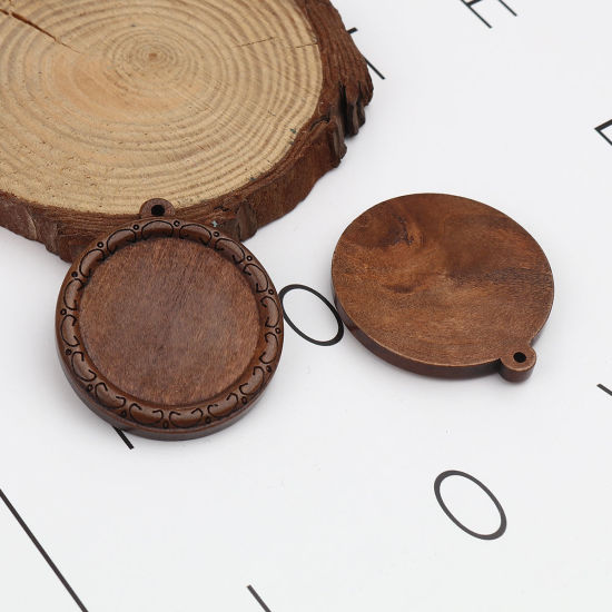 Bild von Holz Cabochon Anhänger Rund Kaffeebraun (für 3cm ) 4.2cm x 3.9cm, 5 Stück