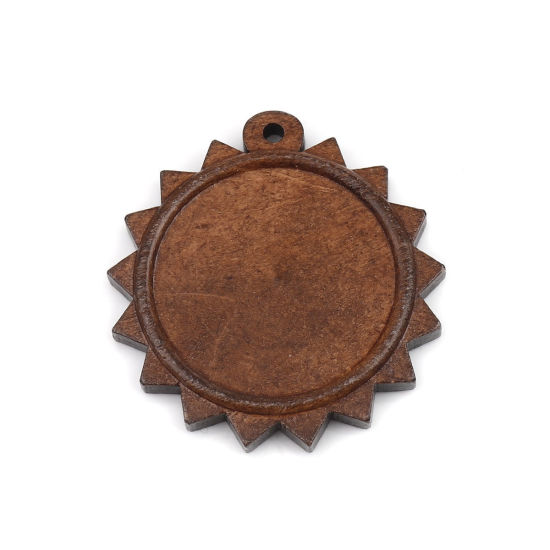 Bild von Holz Cabochon Anhänger Sonne Kaffeebraun (für 3cm ) 4.4cm x 4.2cm, 5 Stück