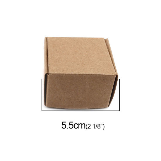 Picture of Kraft Paper Soap Packing & Shipping Boxes Square Light Brown 5.5cm x 5.5cm x 3.5cm , 20 PCs