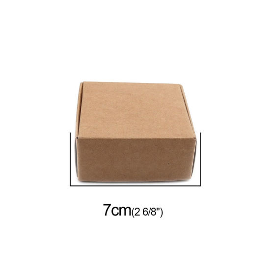 Image de Boîtes d'Emballage & d'Expédition de Savon en Papier Kraft Carré Brun Clair 7cm x 7cm x 3cm , 20 Pcs