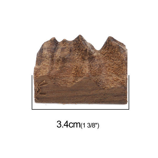 Picture of Natural Sandalwood Resin Jewelry Craft Filling Material Khaki Mountain 34mm x 22mm, 1 Piece