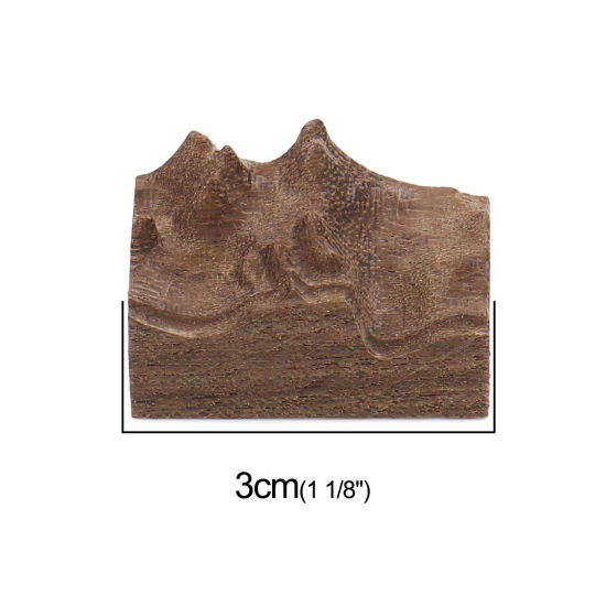 Picture of Natural Sandalwood Resin Jewelry Craft Filling Material Khaki Mountain 30mm x 22mm, 1 Piece