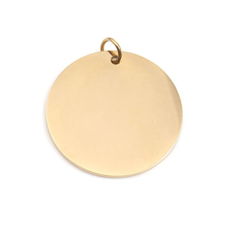 Picture of 1 Piece 304 Stainless Steel Blank Stamping Tags Pendants Round Disc Gold Plated Double-sided Polishing 28mm x 25mm