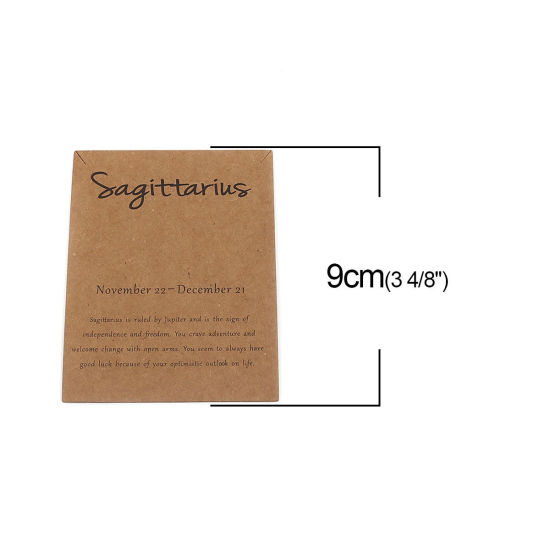 Image de Papier Carte Présentoir à Bijoux de Collier en Papier Kraft Rectangle Brun Clair Constellation Sagittaire 90mm x 70mm, 50 Pcs