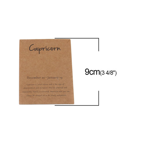 Image de Papier Carte Présentoir à Bijoux de Collier en Papier Kraft Rectangle Brun Clair Constellation Capricorne 90mm x 70mm, 50 Pcs