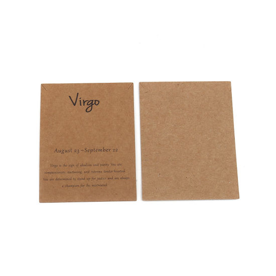 Image de Papier Carte Présentoir à Bijoux de Collier en Papier Kraft Rectangle Brun Clair Constellation Vierge 90mm x 70mm, 50 Pcs