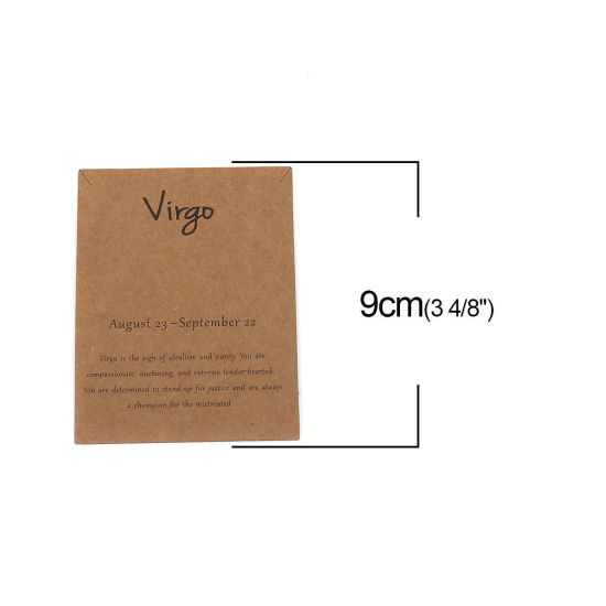 Image de Papier Carte Présentoir à Bijoux de Collier en Papier Kraft Rectangle Brun Clair Constellation Vierge 90mm x 70mm, 50 Pcs