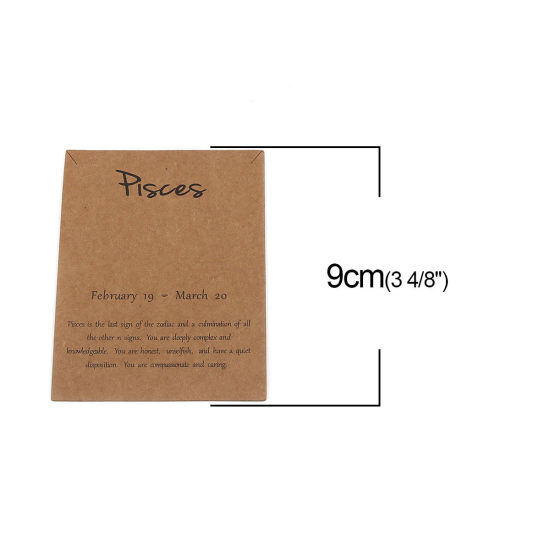 Image de Papier Carte Présentoir à Bijoux de Collier en Papier Kraft Rectangle Brun Clair Constellation Poissons 90mm x 70mm, 50 Pcs