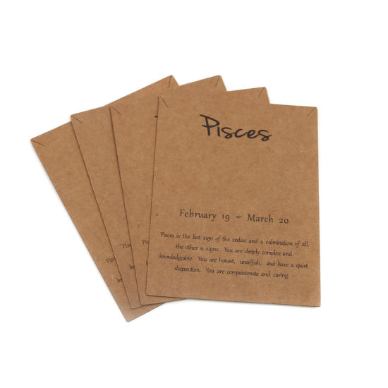 Image de Papier Carte Présentoir à Bijoux de Collier en Papier Kraft Rectangle Brun Clair Constellation Poissons 90mm x 70mm, 50 Pcs