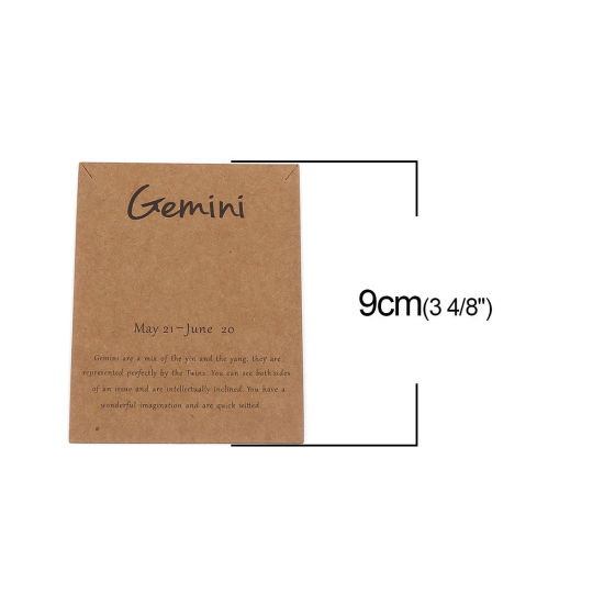 Image de Papier Carte Présentoir à Bijoux de Collier en Papier Kraft Rectangle Brun Clair Constellation Gémeaux 90mm x 70mm, 50 Pcs
