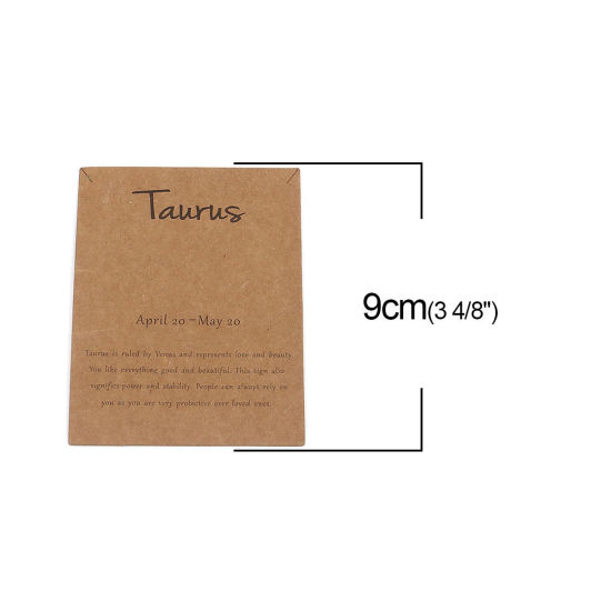 Image de Papier Carte Présentoir à Bijoux de Collier en Papier Kraft Rectangle Brun Clair Constellation Taureaux 90mm x 70mm, 50 Pcs