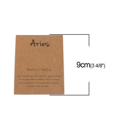 Image de Papier Carte Présentoir à Bijoux de Collier en Papier Kraft Rectangle Brun Clair Constellation Bélier 90mm x 70mm, 50 Pcs