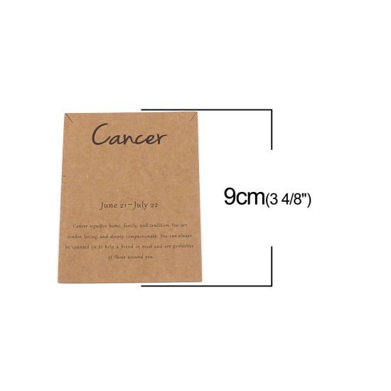 Image de Papier Carte Présentoir à Bijoux de Collier en Papier Kraft Rectangle Brun Clair Constellation Cancer 90mm x 70mm, 50 Pcs