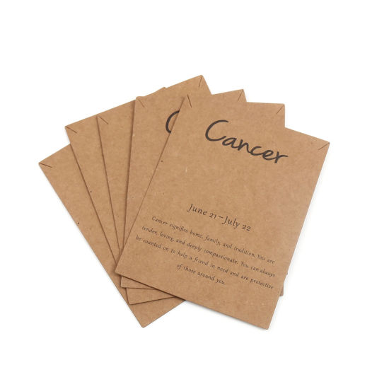 Image de Papier Carte Présentoir à Bijoux de Collier en Papier Kraft Rectangle Brun Clair Constellation Cancer 90mm x 70mm, 50 Pcs