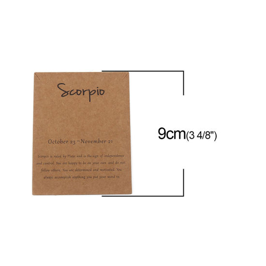 Image de Papier Carte Présentoir à Bijoux de Collier en Papier Kraft Rectangle Brun Clair Constellation Scorpion 90mm x 70mm, 50 Pcs