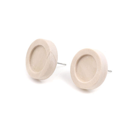 Image de Boucles d'Oreilles Puces en Acier Inoxydable Rond Couleur Naturelle Cabochon Rapportable (Adapté à 12mm Dia ) 18mm Dia., Epaisseur de Fil: (21 gauge), 1 Paquet （ 10 Pcs/Paquet)