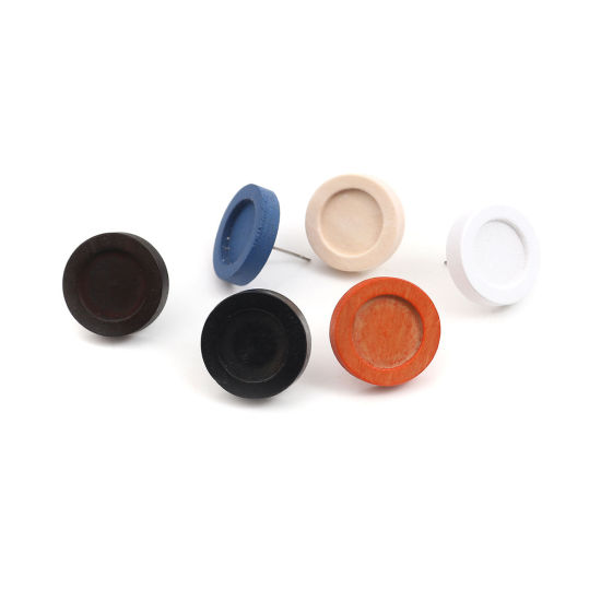 Bild von Edelstahl Ohrring Ohrstecker Rund Cabochon Fassung (für 12mm) 18mm D., Drahtstärke: (21 gauge), 1 Packung Naturfarben 10Stück/Packung)