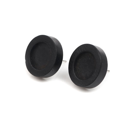 Image de Boucles d'Oreilles Puces en Acier Inoxydable Rond Noir Cabochon Rapportable (Adapté à 12mm Dia ) 18mm Dia., Epaisseur de Fil: (21 gauge), 1 Paquet （ 10 Pcs/Paquet)