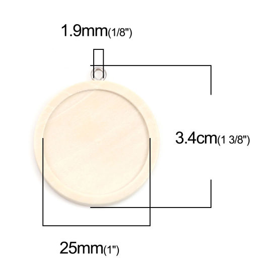 Picture of Stainless Steel Cabochon Settings Pendants Round Silver Tone Natural (Fits 25mm Dia.) 34mm x 30mm, 5 PCs