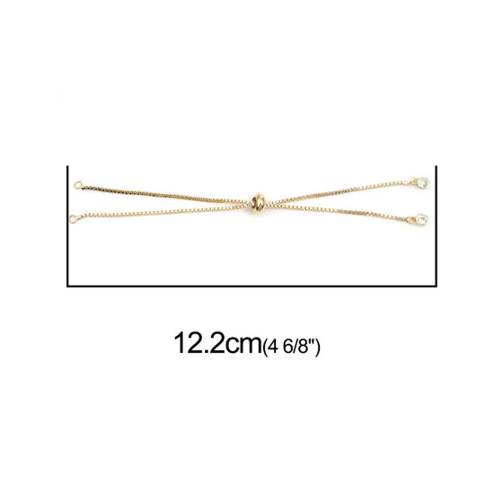 Picture of Brass Slider/Slide Extender Chain For Jewelry Necklace Bracelet Golden Adjustable Clear Rhinestone 12.2cm(4 6/8") long, 1 Piece