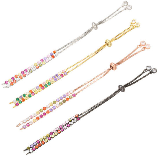 Image de Chaînes d'Extension Glissé Pour Colliers Bracelets en Laiton Or Réglable à Strass Coloré 12.2cm long, 1 Pièce                                                                                                                                                 