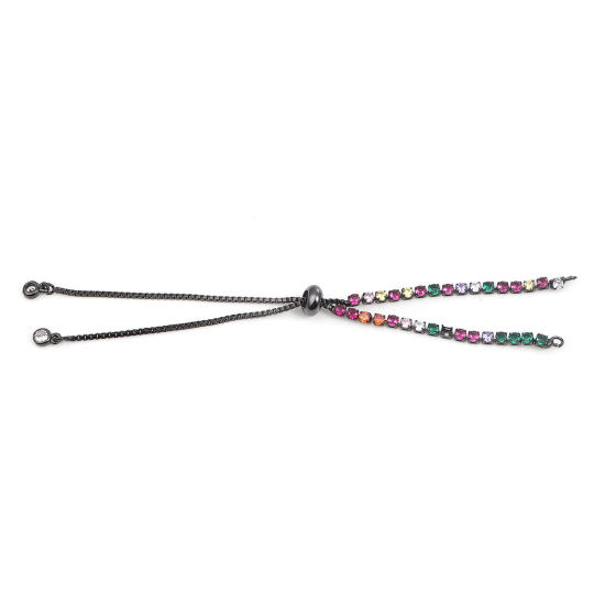 Image de Chaînes d'Extension Glissé Pour Colliers Bracelets en Laiton Gun Métal Réglable à Strass Coloré 12.2cm long, 1 Pièce                                                                                                                                          