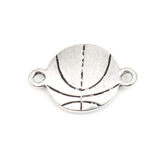 Immagine di Lega di Zinco Sport Connettore Accessori Pallacanestro Argento Antico 24mm x 16mm, 10 Pz