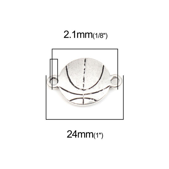 Immagine di Lega di Zinco Sport Connettore Accessori Pallacanestro Argento Antico 24mm x 16mm, 10 Pz