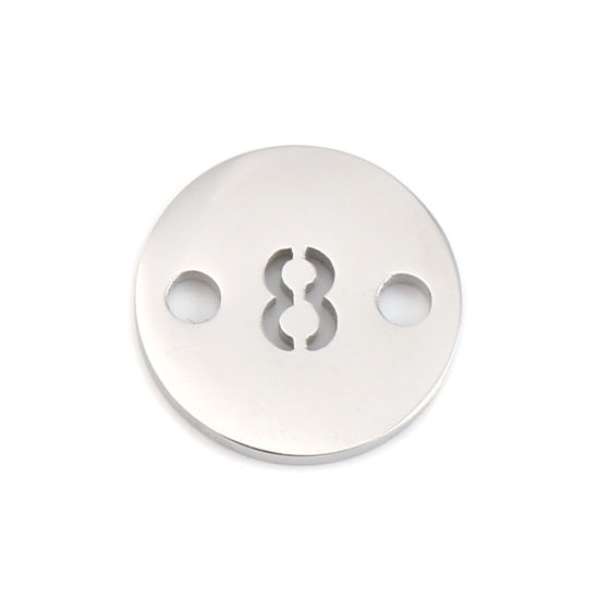 Immagine di 304 Acciaio Inossidabile Connettore Tondo Tono Argento Numero Messaggio " 8" 10mm Dia., 1 Pz