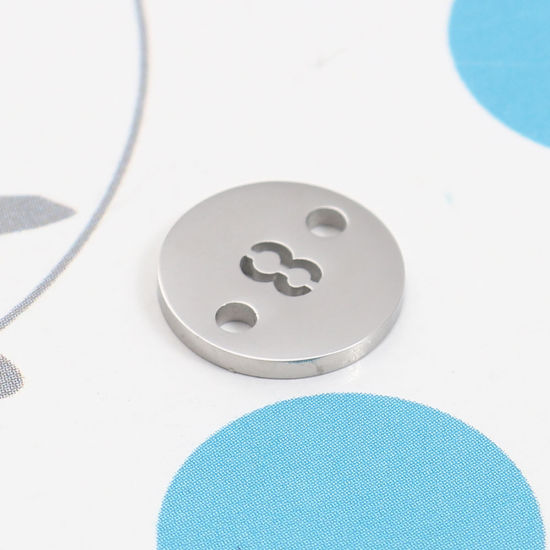 Immagine di 304 Acciaio Inossidabile Connettore Tondo Tono Argento Numero Messaggio " 8" 10mm Dia., 1 Pz